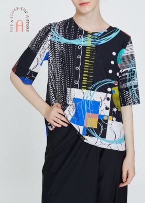 [THE A STORY] S/S Space Print Top (ACMDTF07)_BK,BE