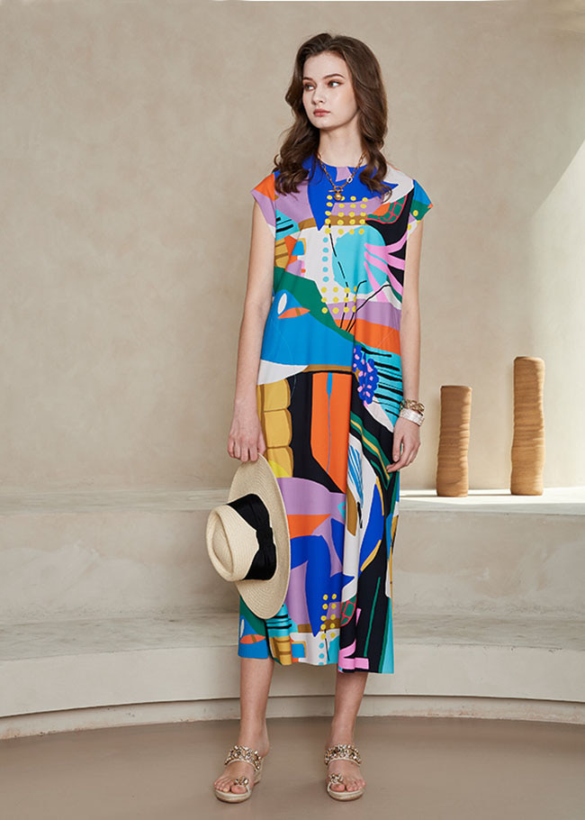 [THE A STORY] S/S Picasso Print Long Dress (ADMDDL10)_BL