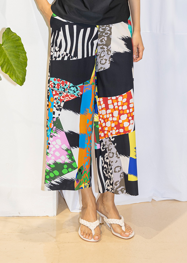 [THE A STORY] S/S Patchwork Print Pants (ADMDPW11)_BK
