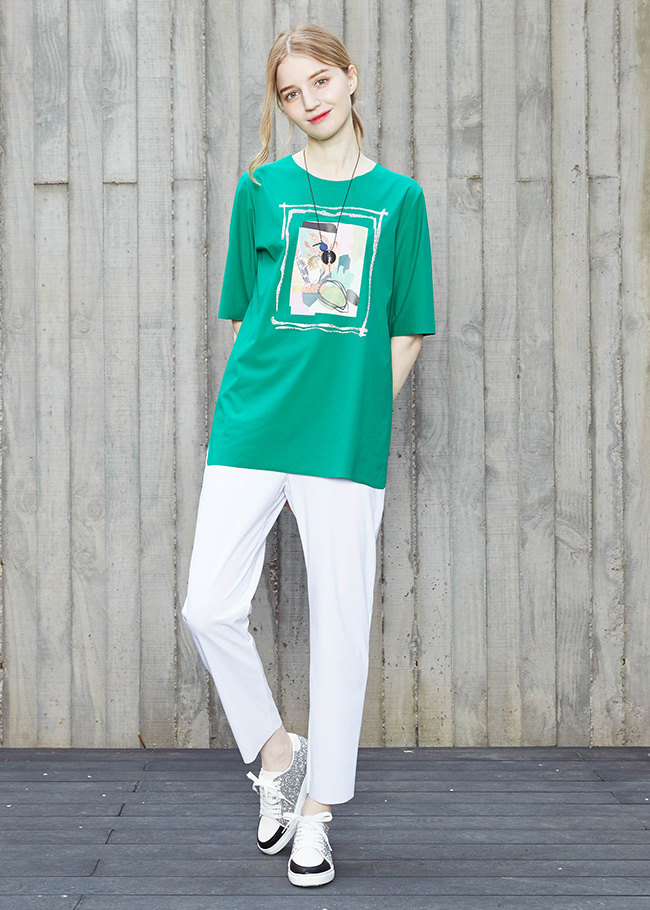 [THE A STORY] S/S [THE A STORY] Point Print Long Top (AEMOTF11) GR